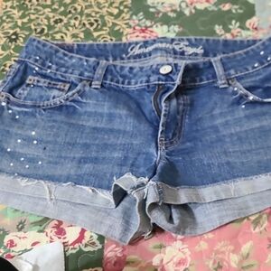 American Eagle Blue Classic Distressed Denim Shorts